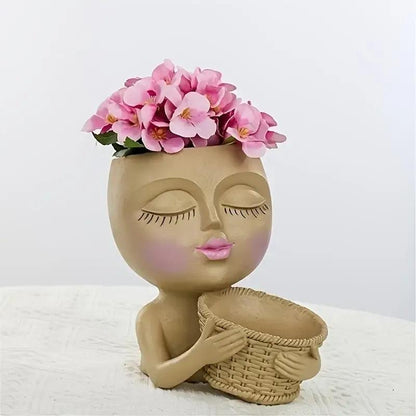 Girls Face Flower Planter - Vintage & Trendy