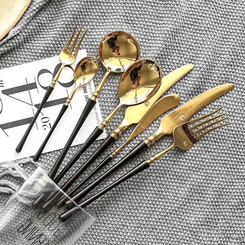 LuxeGold Stainless Steel Cutlery Set - Vintage & Trendy