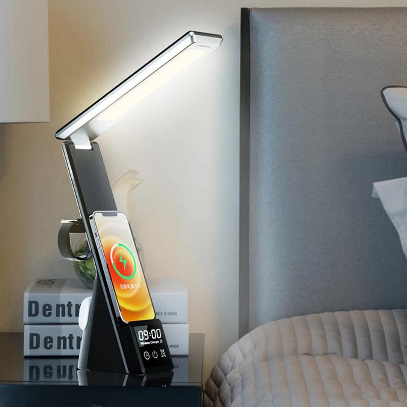 LuminarCharge: 3-in-1 Wireless Charging Lamp - Vintage & Trendy