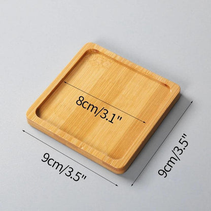 Multi Bamboo Tray Wood Saucer - Vintage & Trendy