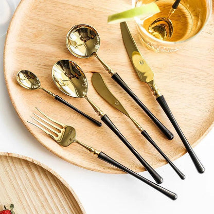 LuxeGold Stainless Steel Cutlery Set - Vintage & Trendy