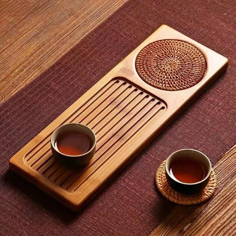 Solid Bamboo Wood Tea Tray - Vintage & Trendy