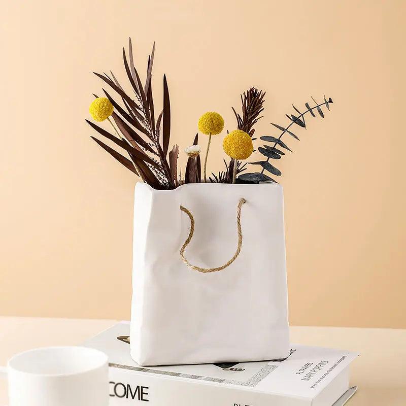 Creative Shopping Basket Ceramic Vase - Vintage & Trendy