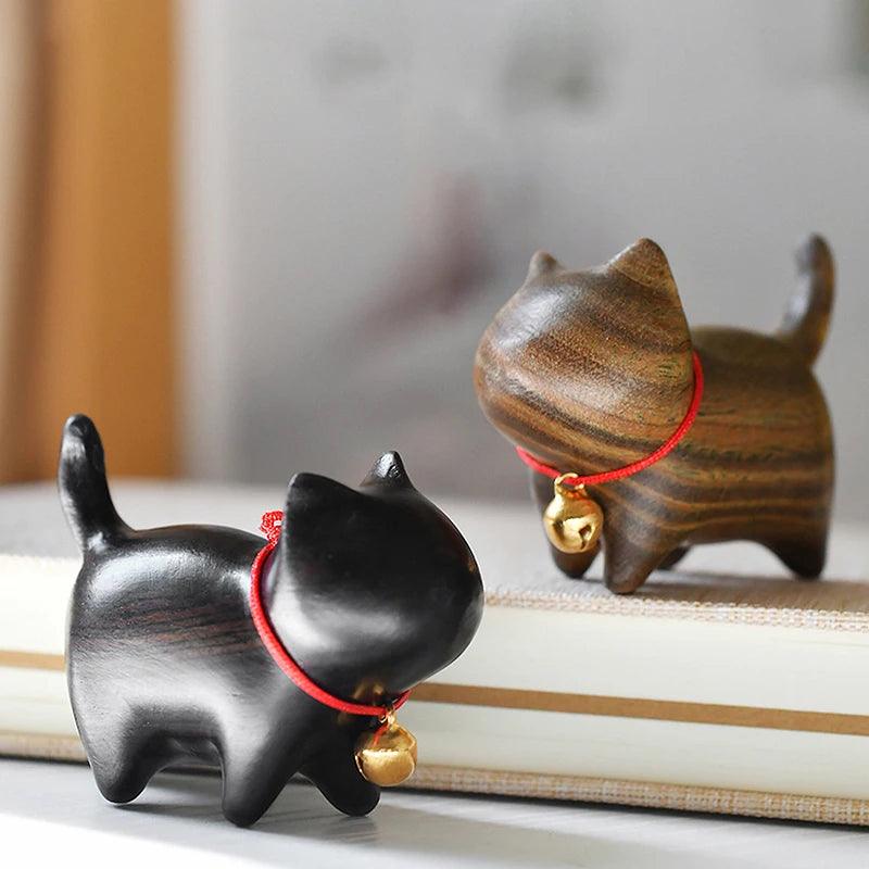 Mini Natural Wood Cat Dog Miniatures - Vintage & Trendy