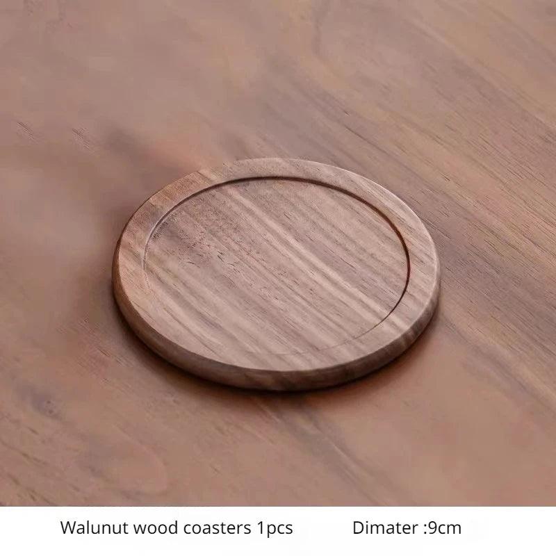 Tea Coffee Cup Pad Placemats Decor Walnut Wood Coasters - Vintage & Trendy