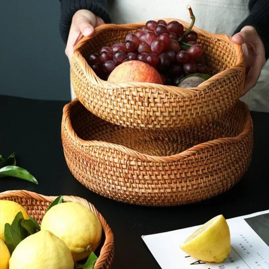 Handwoven Rattan Storage Tray - Multipurpose Wicker Basket - Vintage & Trendy