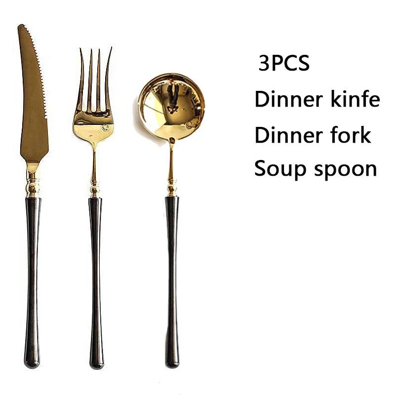 LuxeGold Stainless Steel Cutlery Set - Vintage & Trendy