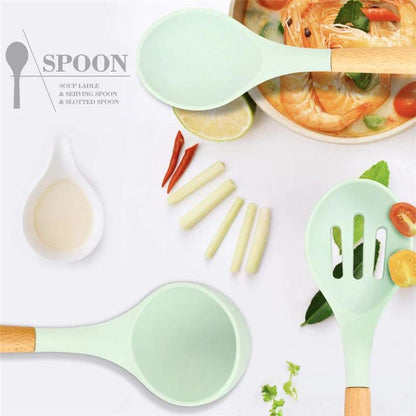 EcoGourmet Silicone Kitchen Tools Set - Vintage & Trendy