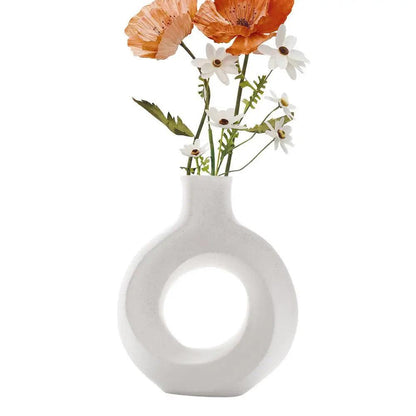 Nordic Vase Circular Hollow Ceramic - Vintage & Trendy