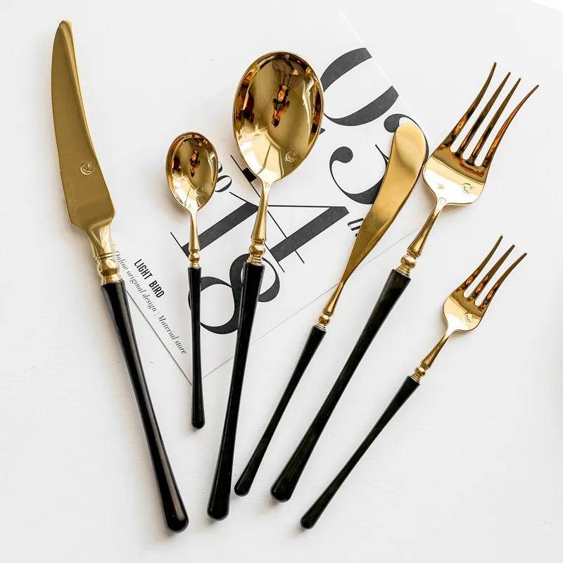 LuxeGold Stainless Steel Cutlery Set - Vintage & Trendy