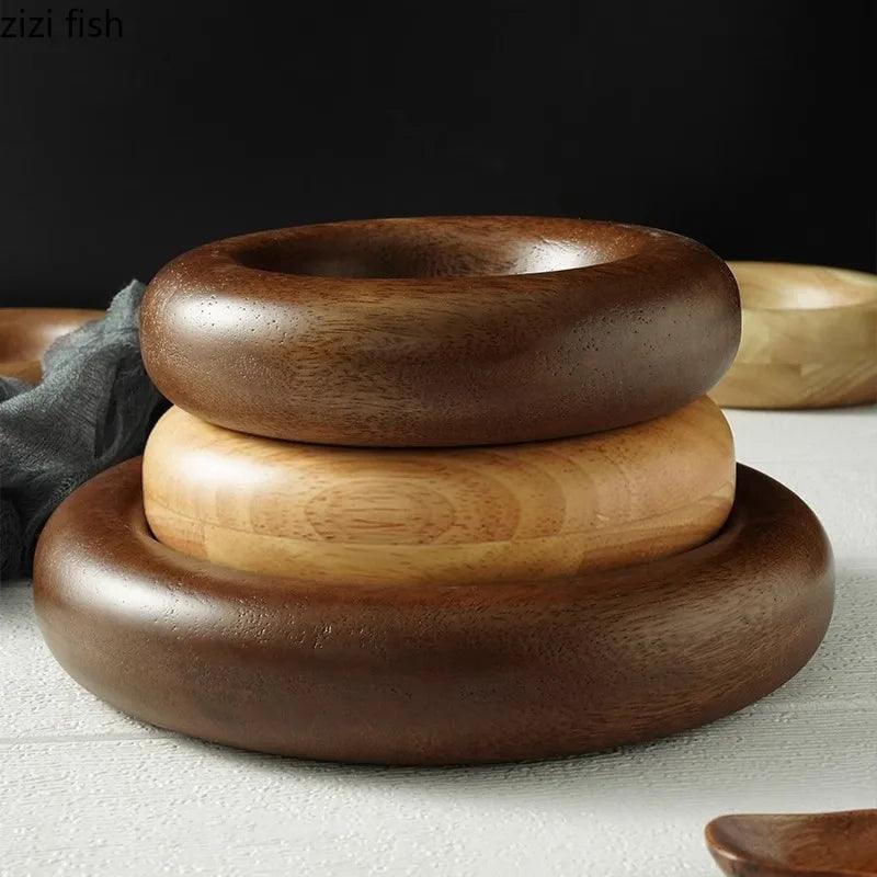 Creative Solid Wood Dim Sum Plate - Vintage & Trendy