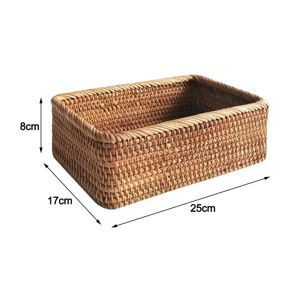 Handwoven Rattan Storage Tray - Multipurpose Wicker Basket - Vintage & Trendy