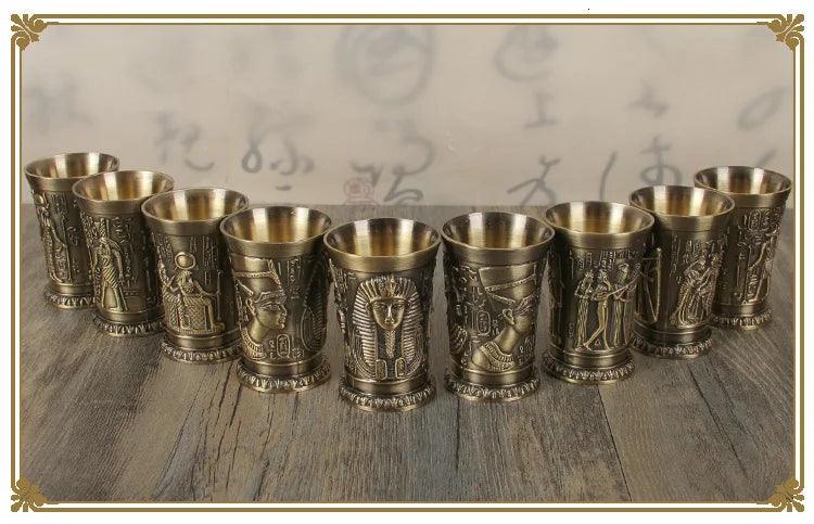 Ancient Egypt Myth Retro Antique Copper Cup Liquor Spirits Bar Shot Glass Set - Vintage & Trendy