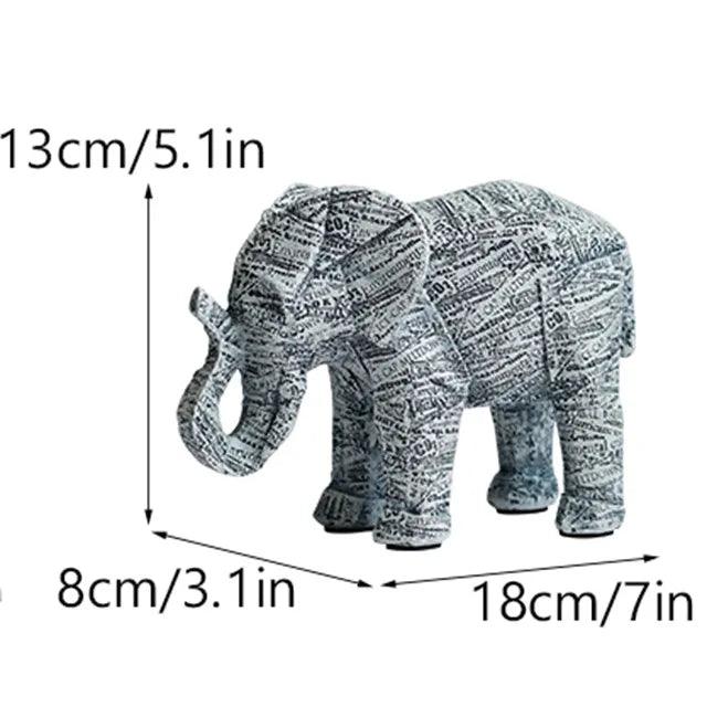 Resin Newspaper Elephant Statue - Vintage & Trendy