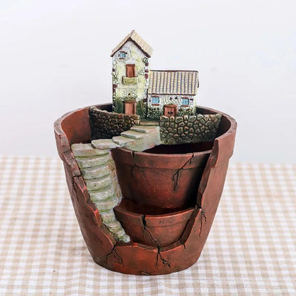 Retro Farmhouse Resin Flower Pot - Vintage & Trendy