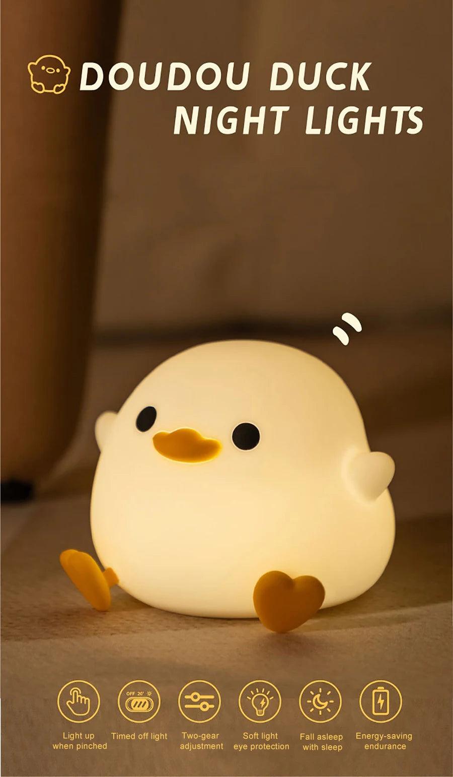 LED Cute Duck Night Light - Touch Sensor, USB Rechargeable - Vintage & Trendy