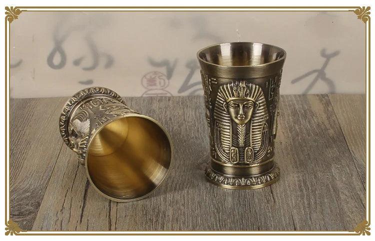 Ancient Egypt Myth Retro Antique Copper Cup Liquor Spirits Bar Shot Glass Set - Vintage & Trendy