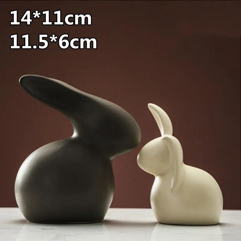 Ceramic Rabbit Ornaments Pair - Vintage & Trendy