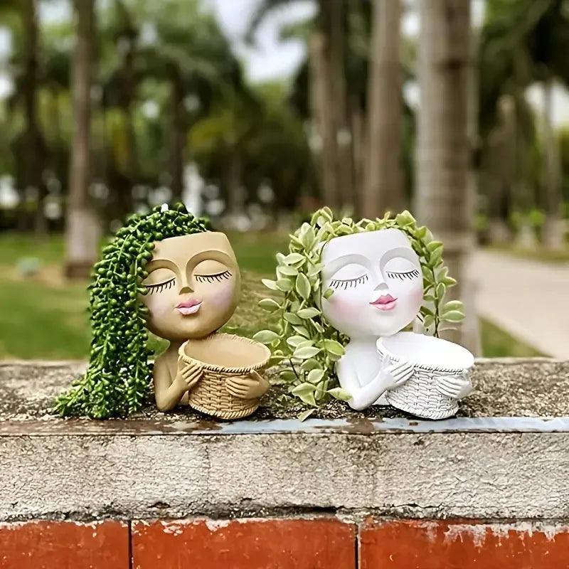 Girls Face Flower Planter - Vintage & Trendy