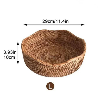 Handwoven Rattan Storage Tray - Multipurpose Wicker Basket - Vintage & Trendy