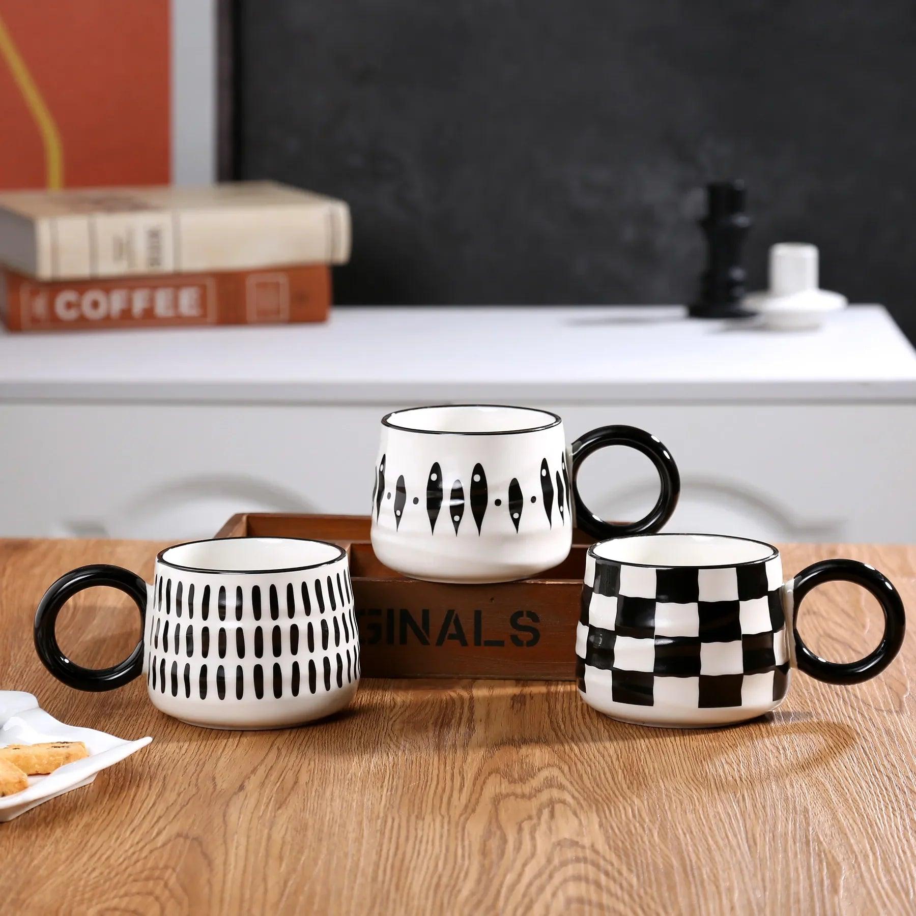 Chessboard Grid Ceramic Mug - Vintage & Trendy