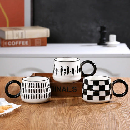 Chessboard Grid Ceramic Mug - Vintage & Trendy