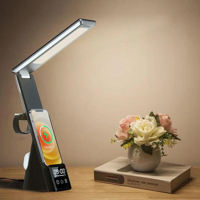 LuminarCharge: 3-in-1 Wireless Charging Lamp - Vintage & Trendy