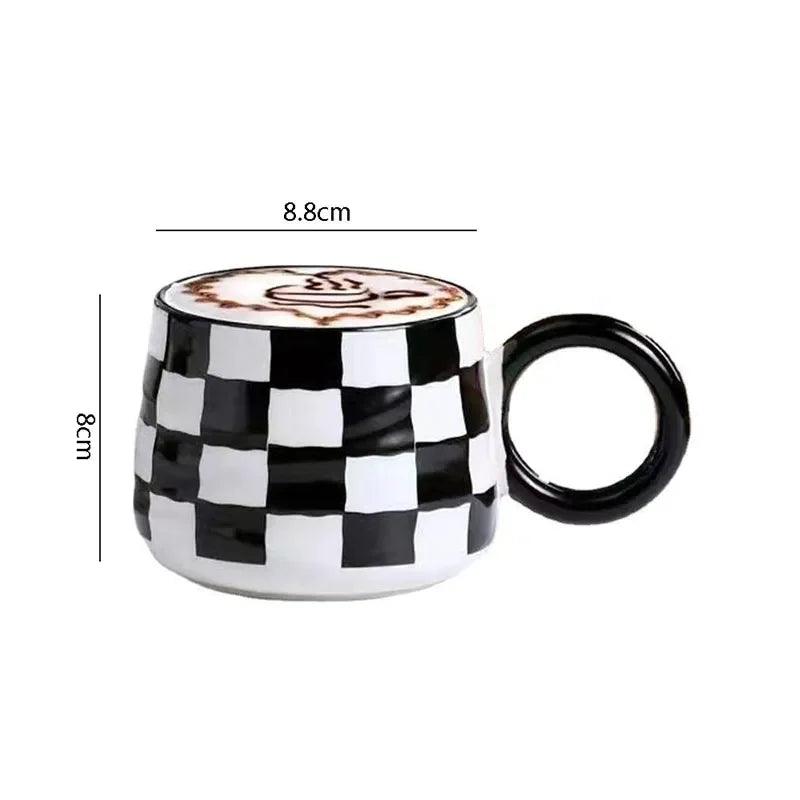 Chessboard Grid Ceramic Mug - Vintage & Trendy