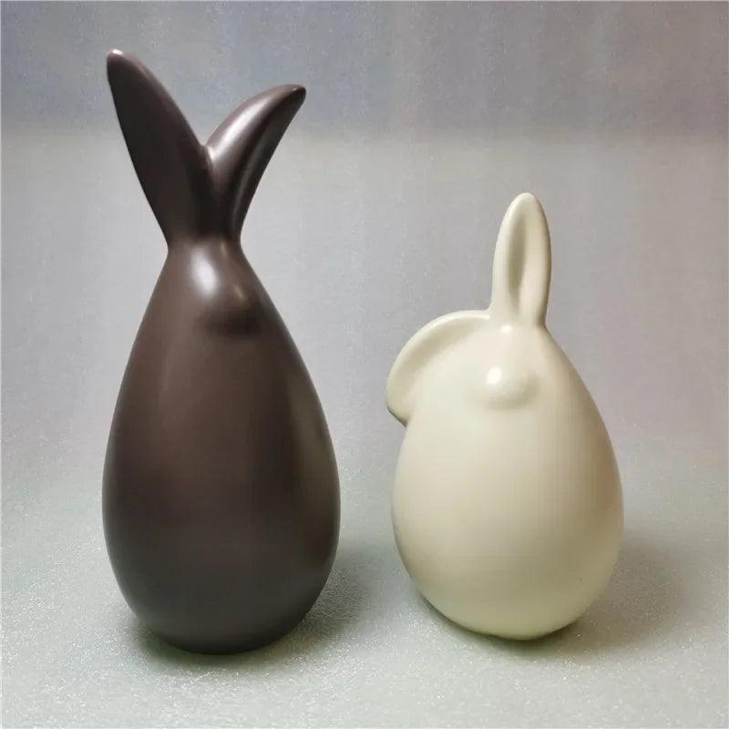 Ceramic Rabbit Ornaments Pair - Vintage & Trendy