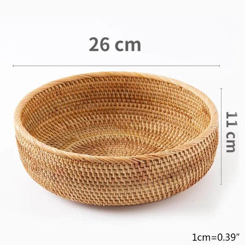 Handwoven Rattan Storage Tray - Multipurpose Wicker Basket - Vintage & Trendy