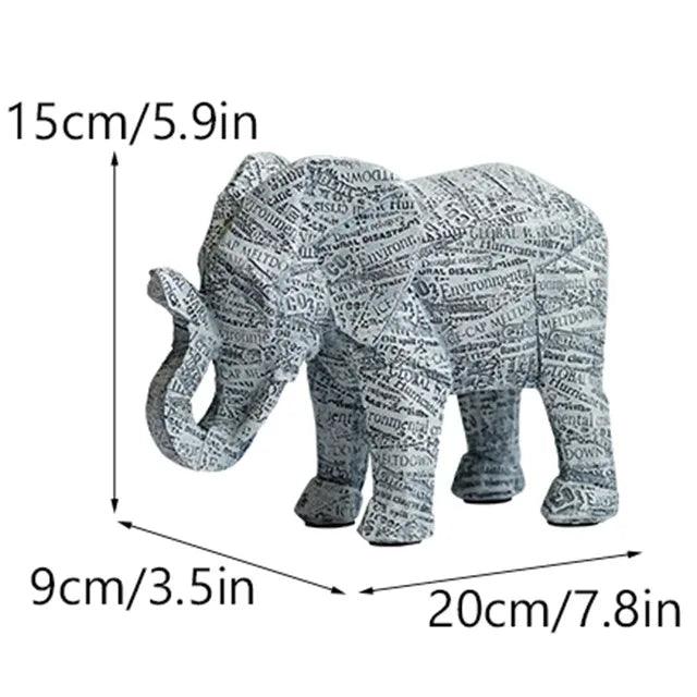 Resin Newspaper Elephant Statue - Vintage & Trendy