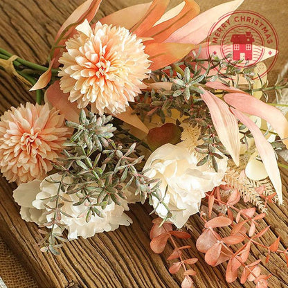 Artificial Champagne Peony Dandelion Bouquet - Vintage & Trendy