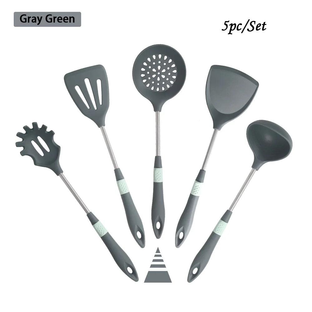 HIKUUI Silicone Kitchen Tools Set - Vintage & Trendy