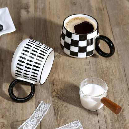 Chessboard Grid Ceramic Mug - Vintage & Trendy