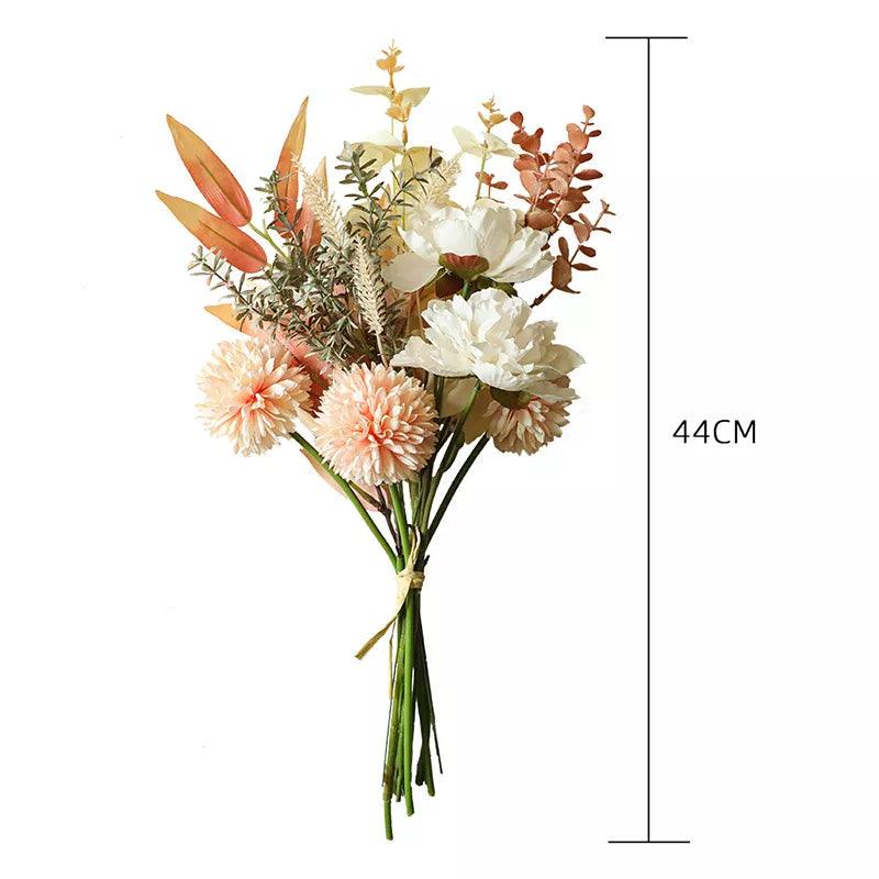 Artificial Champagne Peony Dandelion Bouquet - Vintage & Trendy