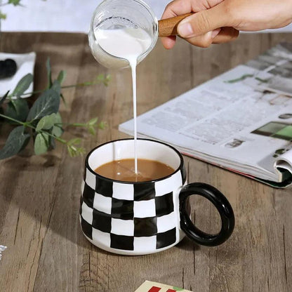 Chessboard Grid Ceramic Mug - Vintage & Trendy