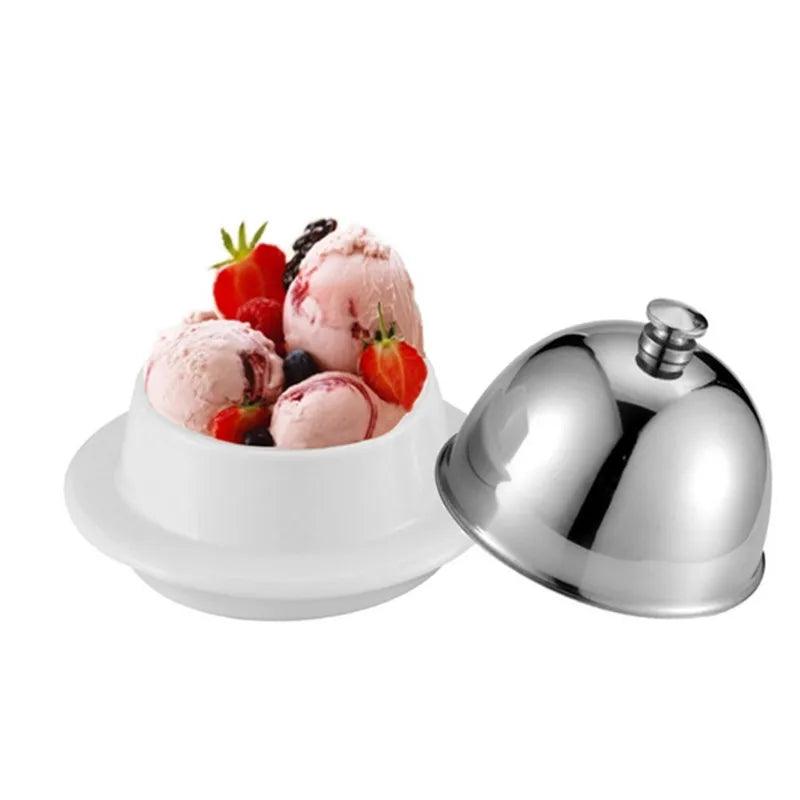 Ceramic Butter Dish with Elegant Stainless Steel Lid - Vintage & Trendy