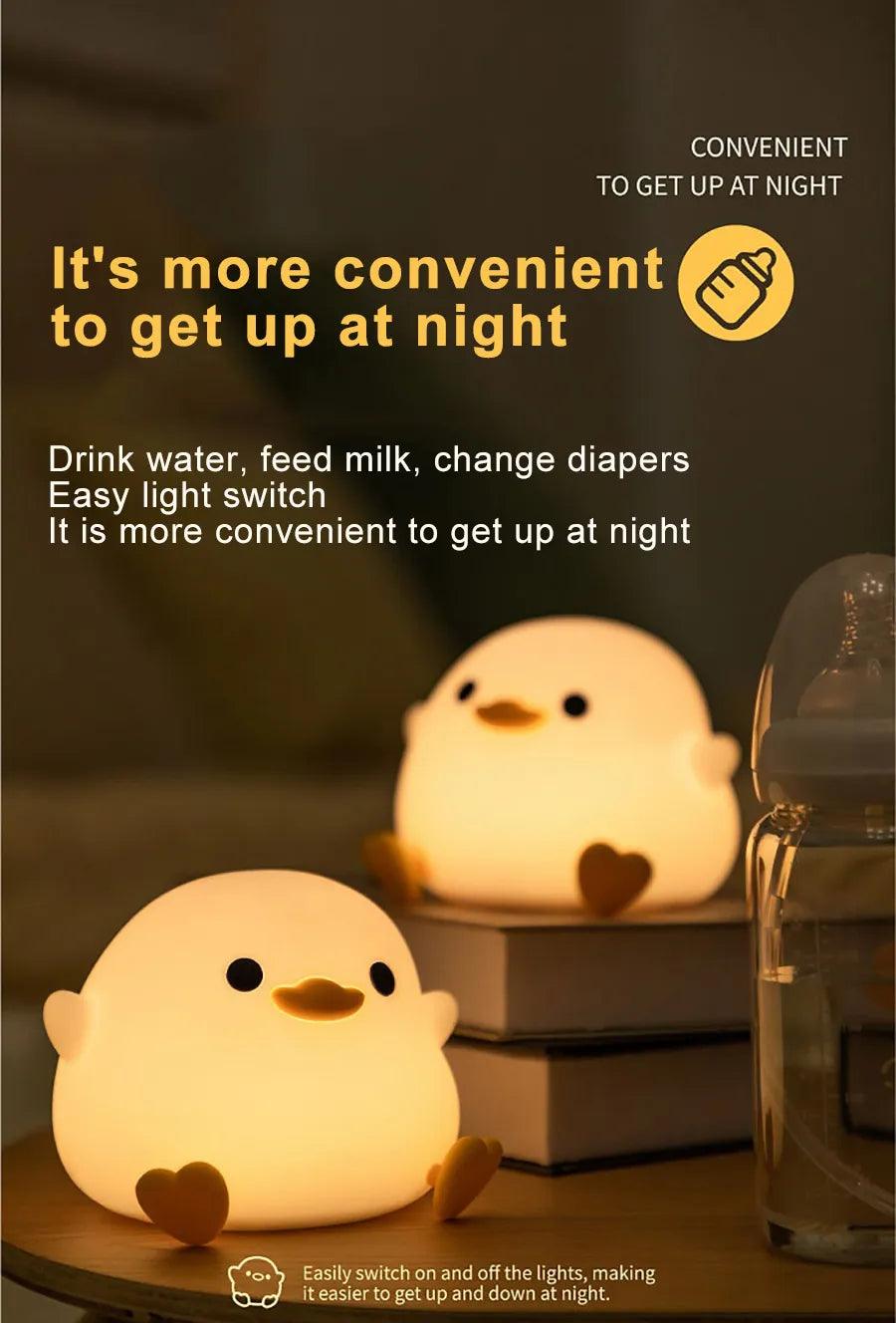 LED Cute Duck Night Light - Touch Sensor, USB Rechargeable - Vintage & Trendy