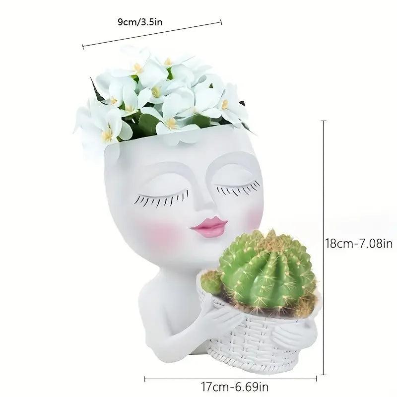 Girls Face Flower Planter - Vintage & Trendy