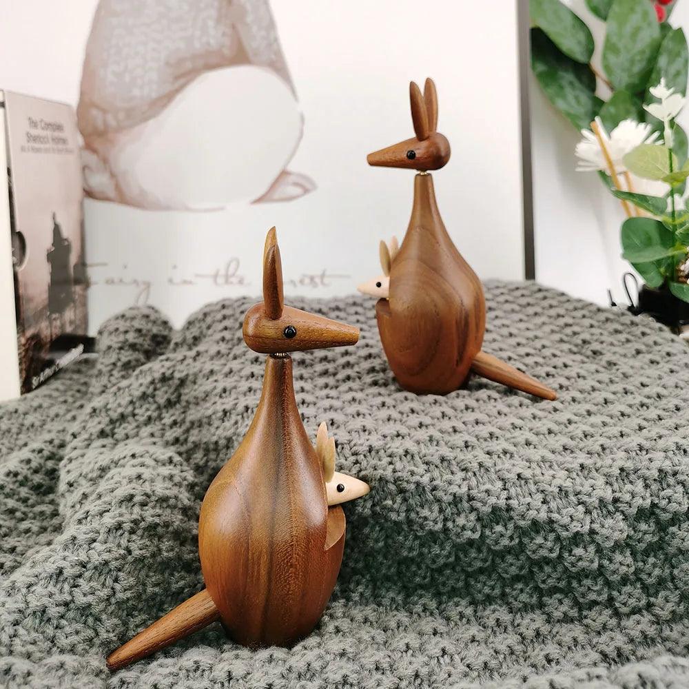 Teak Wood Kangaroo and Baby Decor - Vintage & Trendy