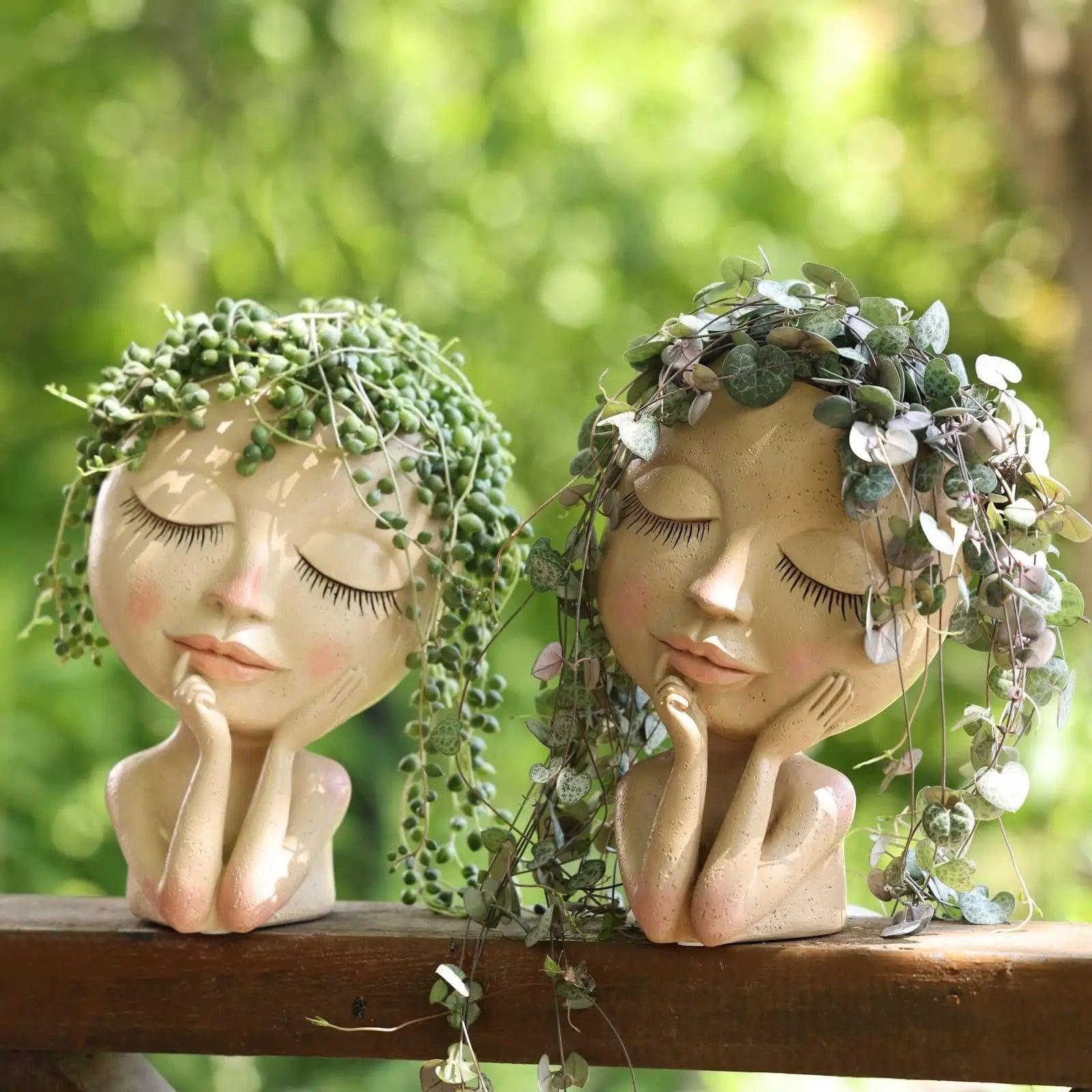 Creative Expression Resin Face Flower Planter - Vintage & Trendy