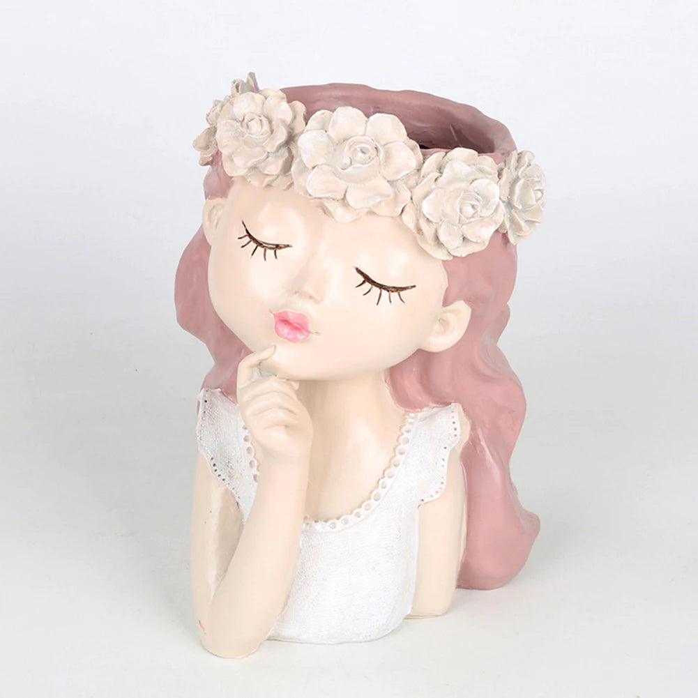 Adorable Thoughtful Girl Face Pot - Vintage & Trendy