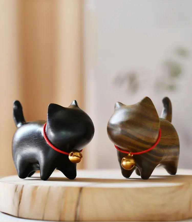 Mini Natural Wood Cat Dog Miniatures - Vintage & Trendy