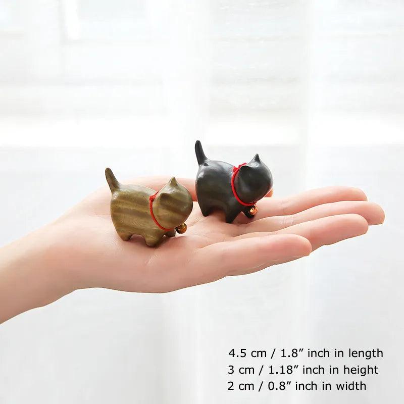 Mini Natural Wood Cat Dog Miniatures - Vintage & Trendy