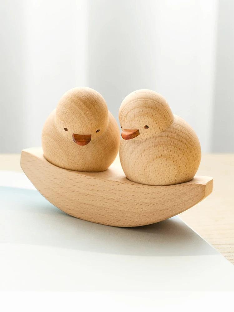 Wooden Ducklings Couple Seesaw Decor - Vintage & Trendy