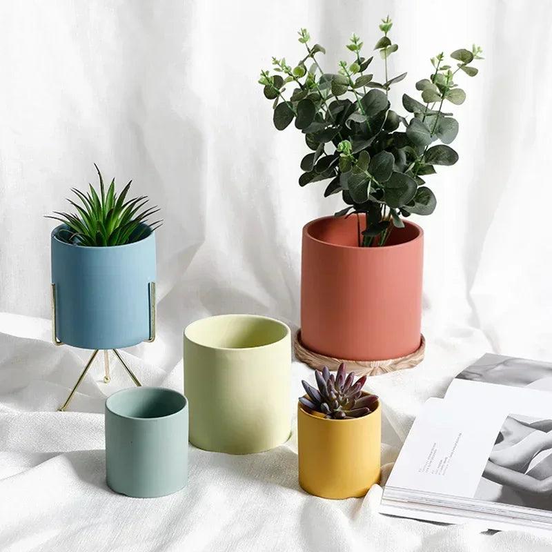 Colorful Ceramic Flowerpot - Vintage & Trendy