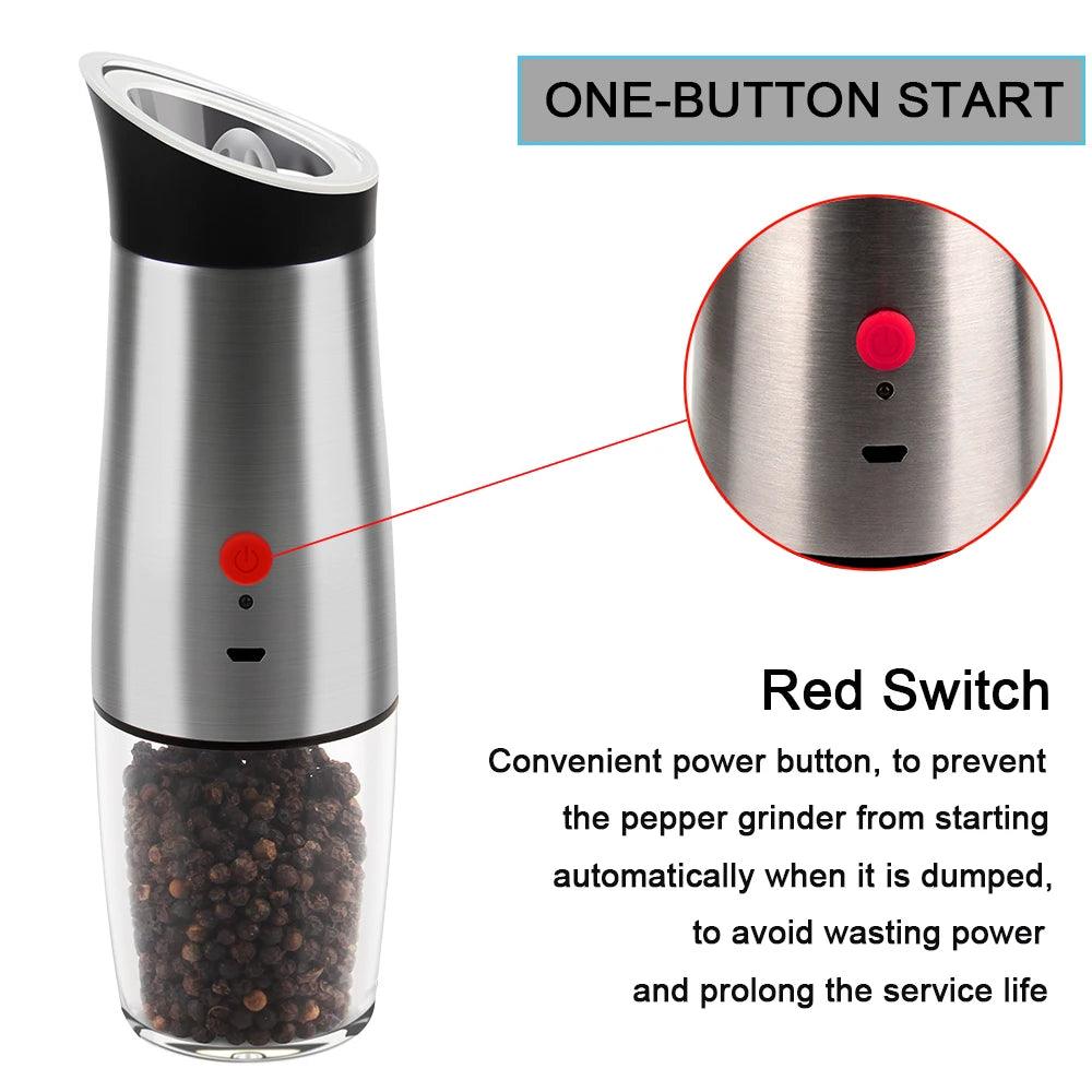 EleganceGrind - Electric Gravity Salt and Pepper Grinder with USB Charging - Vintage & Trendy