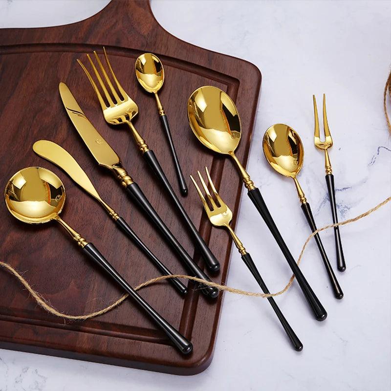 LuxeGold Stainless Steel Cutlery Set - Vintage & Trendy