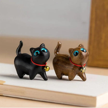 Mini Natural Wood Cat Dog Miniatures - Vintage & Trendy