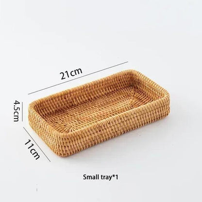 Handwoven Rattan Storage Tray - Multipurpose Wicker Basket - Vintage & Trendy